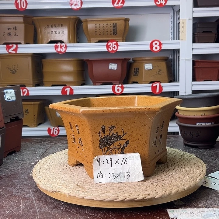 紫砂花盆蛇年大吉