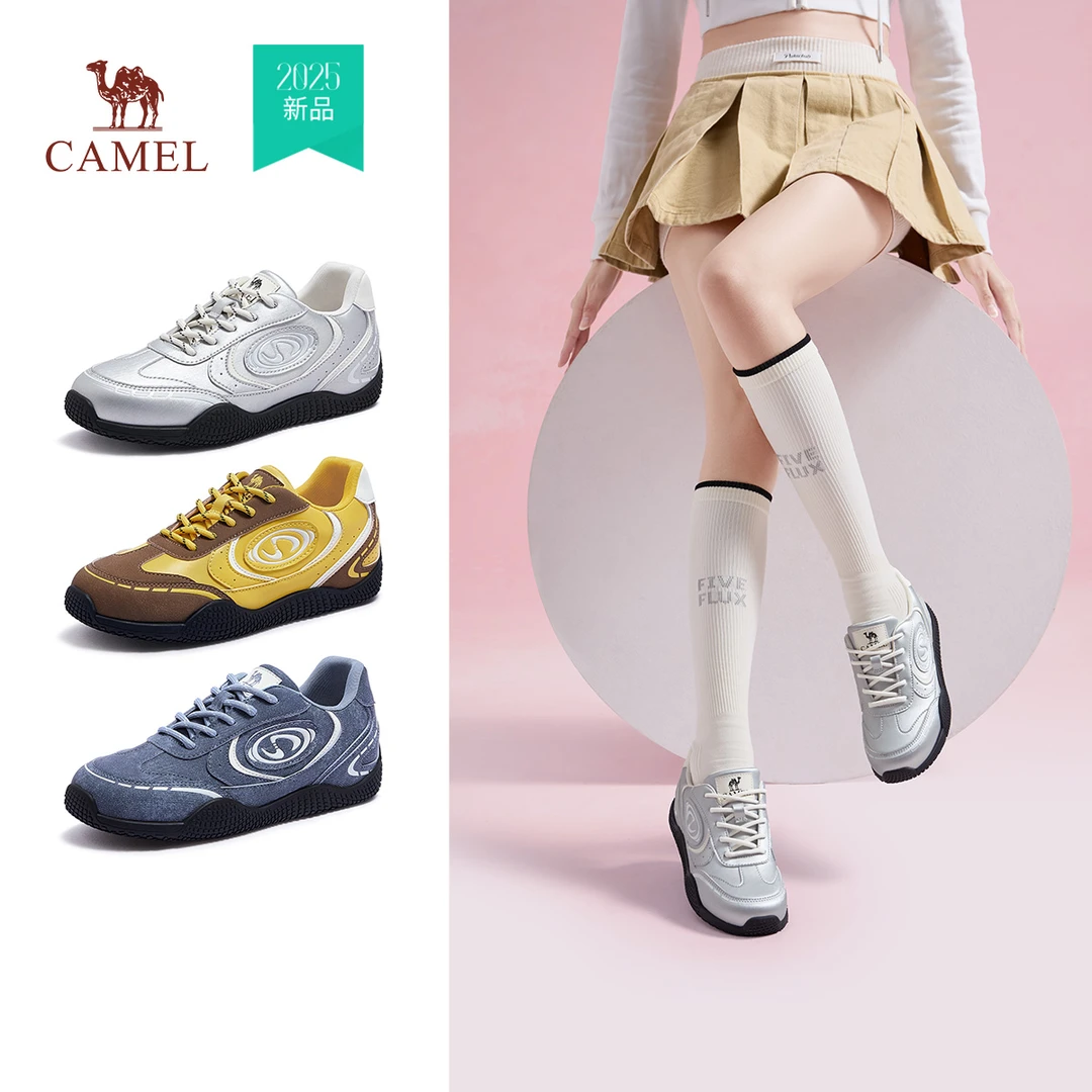 王俊凯同款骆驼月牙德训鞋女新款透气复古阿甘鞋休闲运动鞋老爹鞋