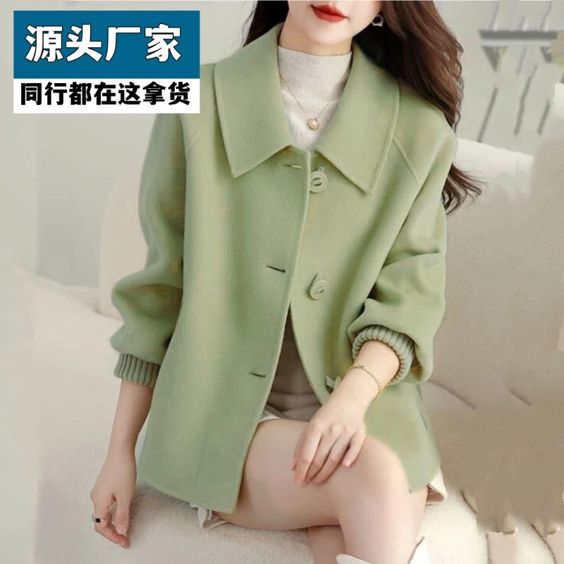 梵乐芬双面呢羊毛女春季秋冬毛呢子外套高端宽松双面绒洋气百搭短