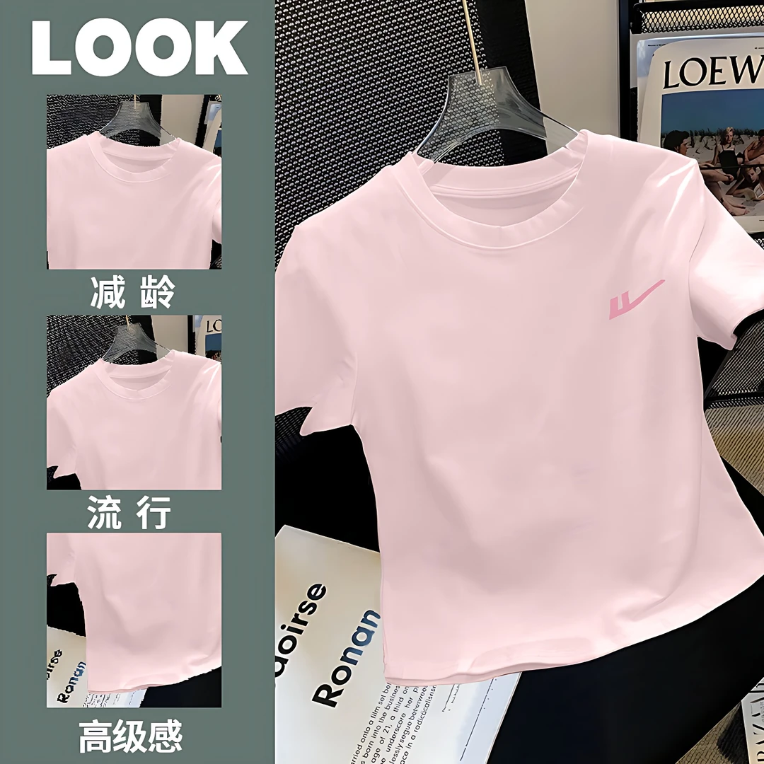 回力运动短袖小个子穿搭短款T恤显高上衣洋气女装夏季2025新款