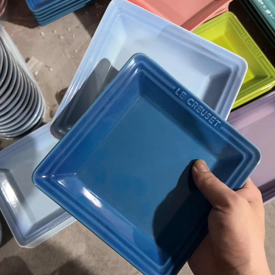 陶瓷 小方盘 深蓝➕天蓝色