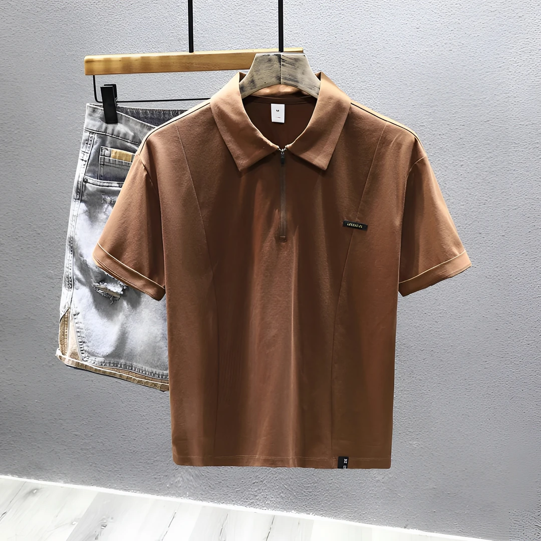 Cebrodz美式短袖polo衫男半拉链2025夏季新款有领上衣潮流半袖t恤