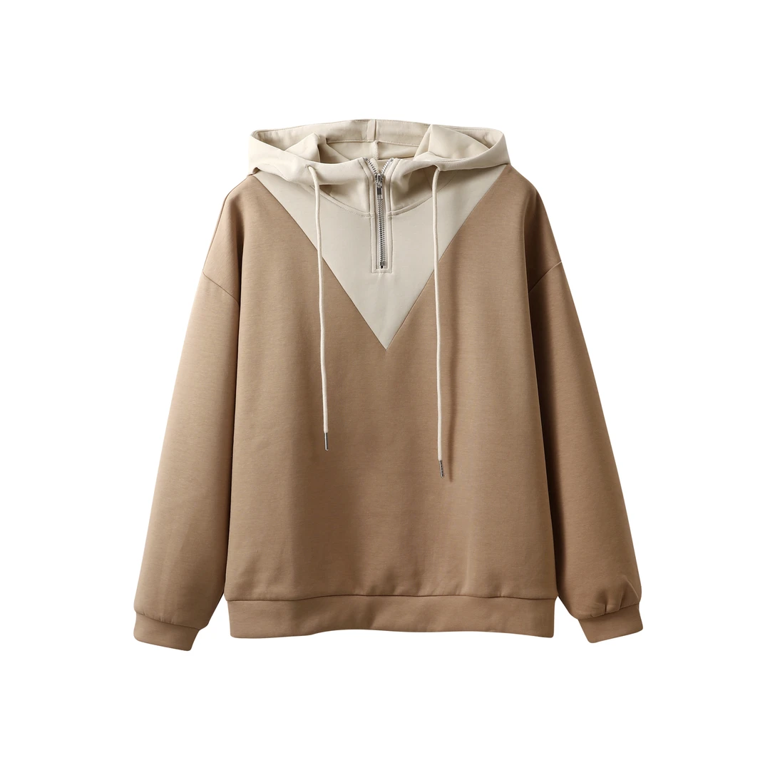 清 清 清」自留好物分享气质款拼接撞色休闲女式卫衣L71186