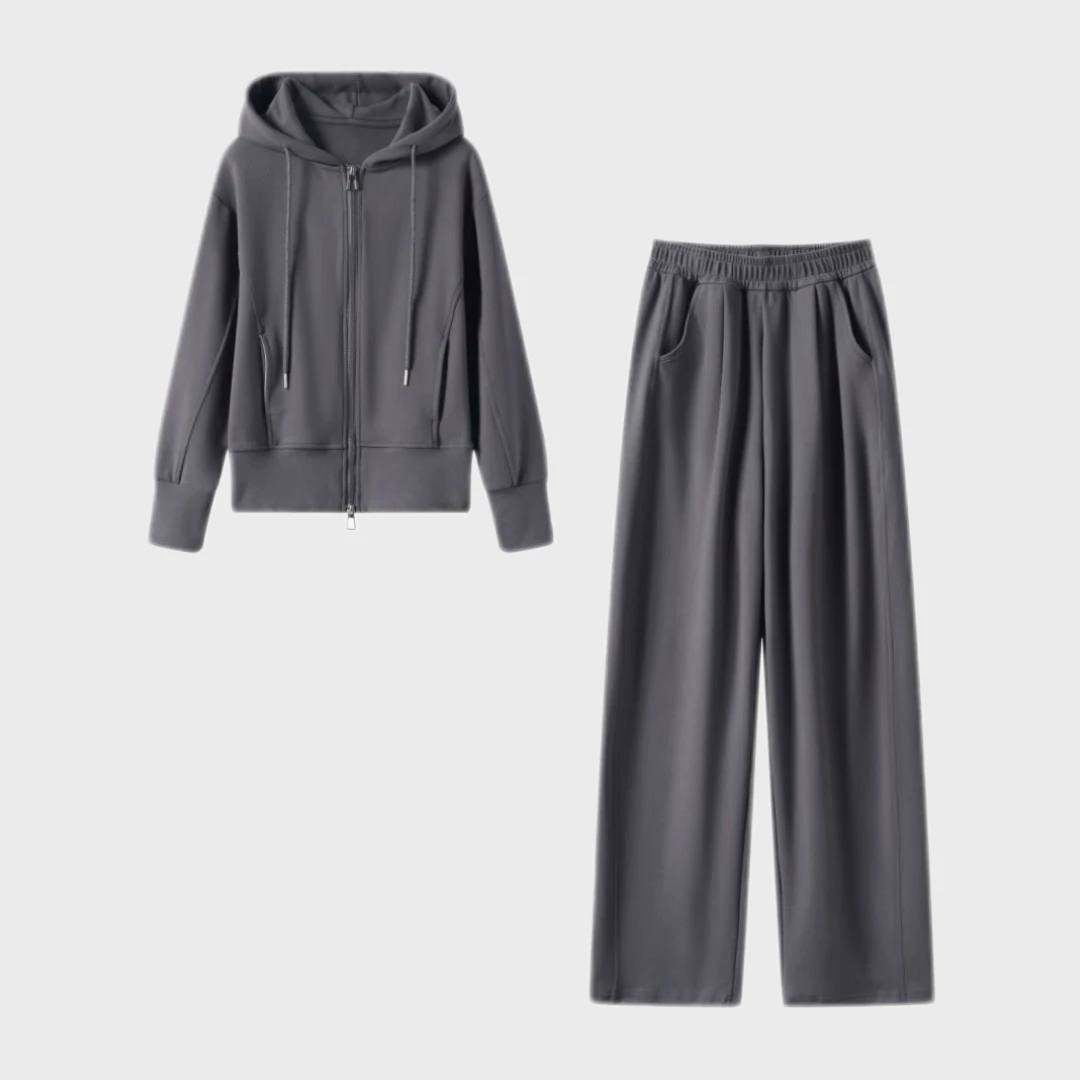 女韩版时尚百搭加绒加厚羊毛蚕丝欧式休闲卫衣套装A002