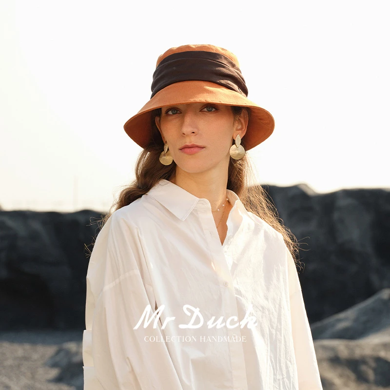 Mr DUCK英国亚麻渔夫帽2025新款春款超轻薄帽子大小头围大帽檐女