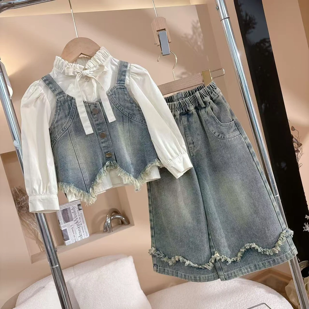 女童春秋套装2025新款儿童装时髦洋气秋装女宝宝牛仔套装