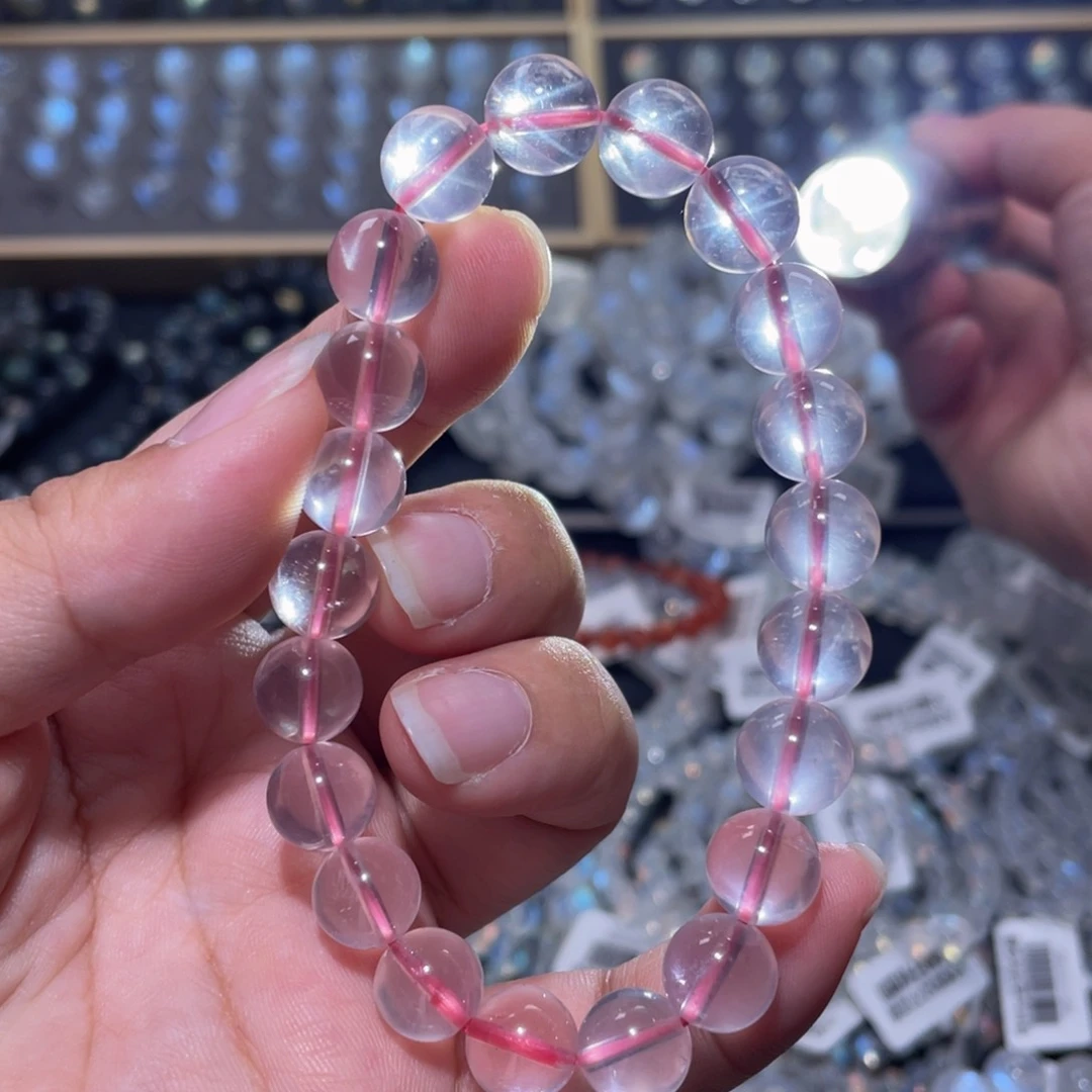 水晶手链未镶嵌星光粉晶手链9.5mm
