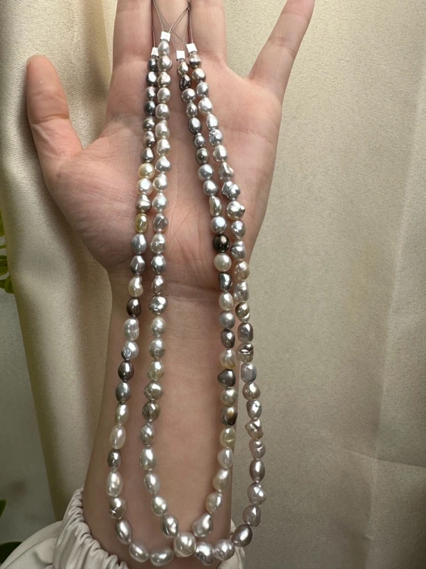 大溪地金珠澳白三兄弟混彩淡色项链（多样发其一）