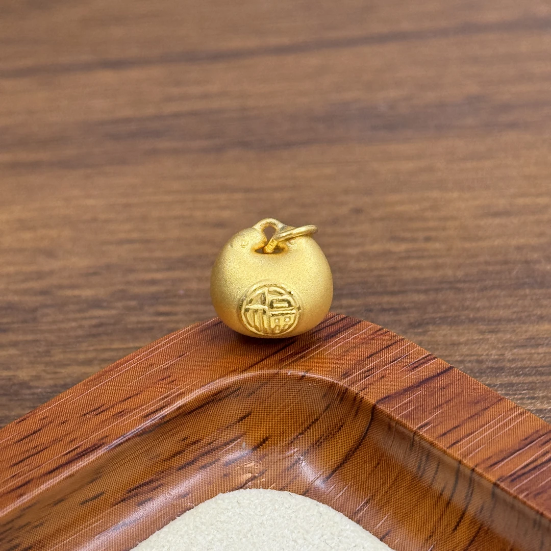 辉通黄金足金999磨砂带环中胖福配件DP2120-01230