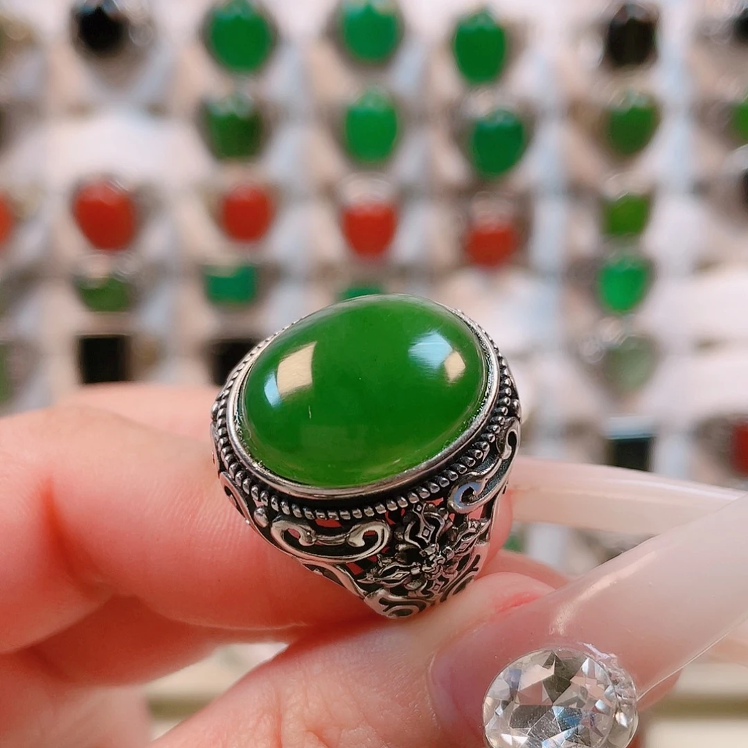 修***行和田玉银S925镶嵌戒指