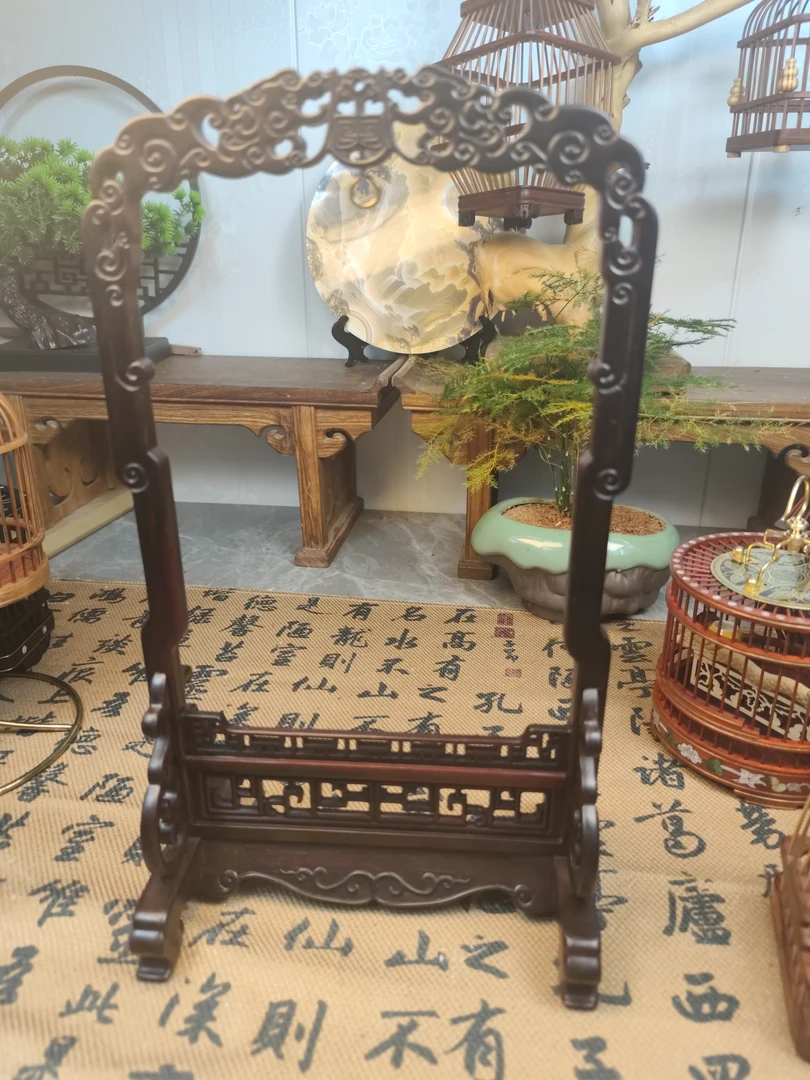 实木大叶紫檀复古首饰展示挂架含古龙纹蝙蝠纹饰拍摄道具