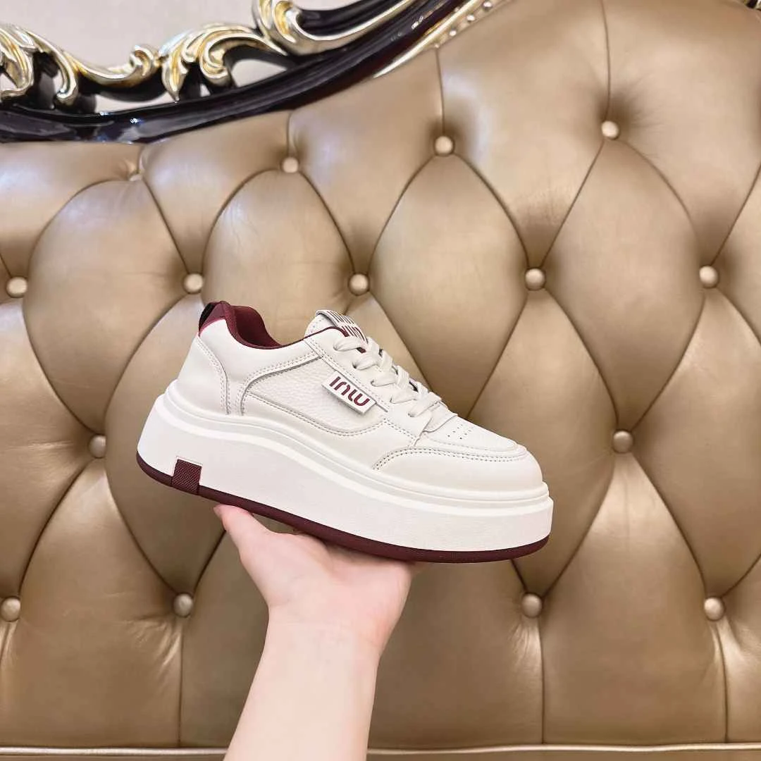 【秋冬新款】休闲小白鞋系带软底增高百搭真皮女鞋