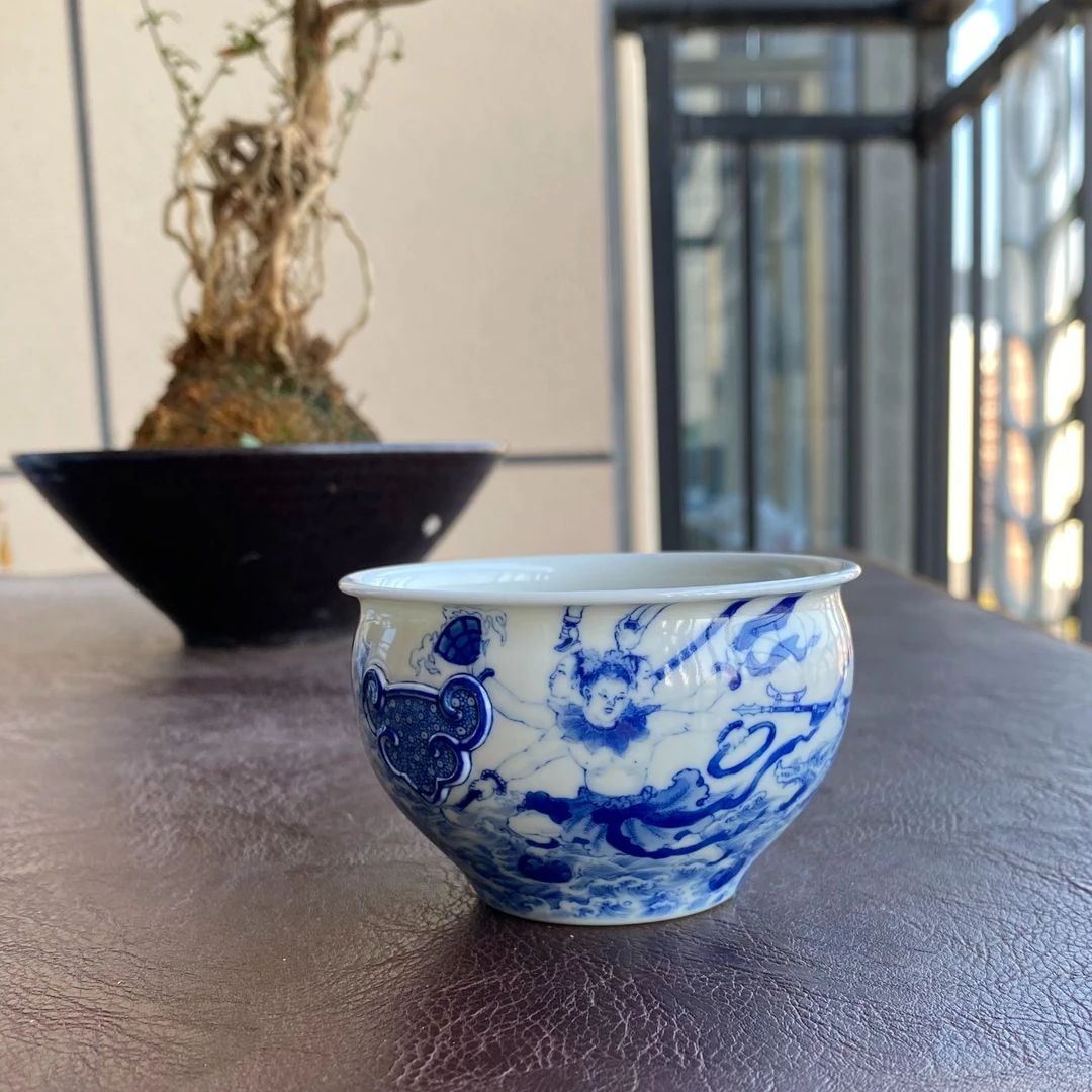 艺家仁哪吒闹海缸杯手绘纯手工主人杯