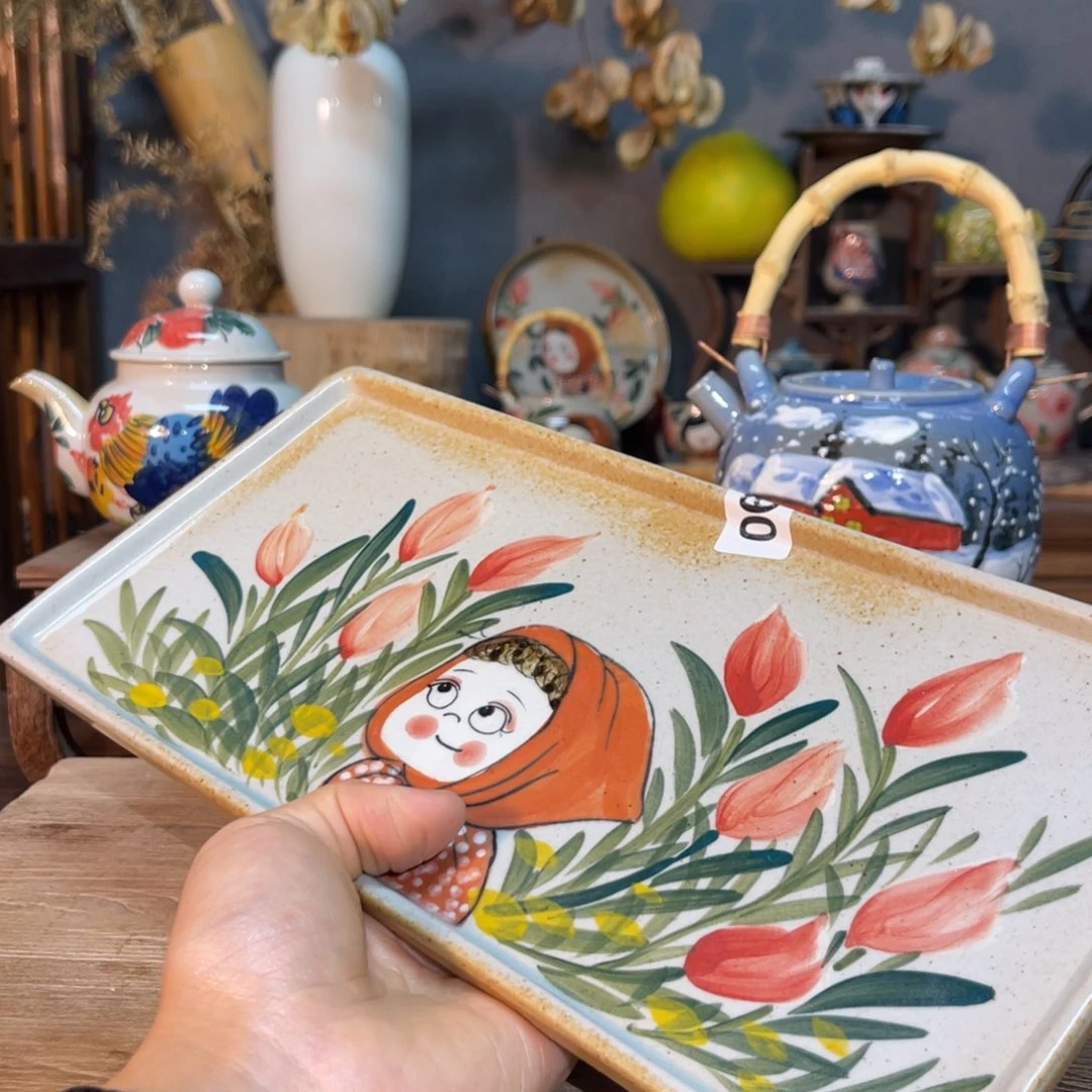 壶素浅陶瓷手工手绘