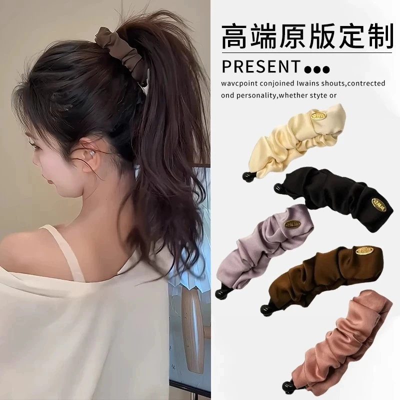 新款发饰法式缎面香蕉夹竖夹女扎头发后脑勺马尾夹气质百搭发夹