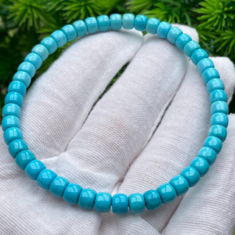 尺寸5mm高瓷蓝直切单圈天然原矿绿松石