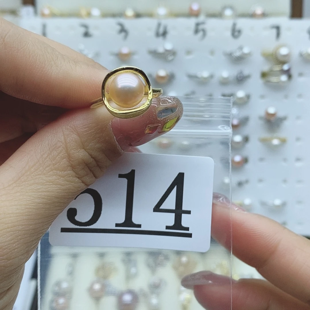 淡水珍珠戒指银S925镶嵌514