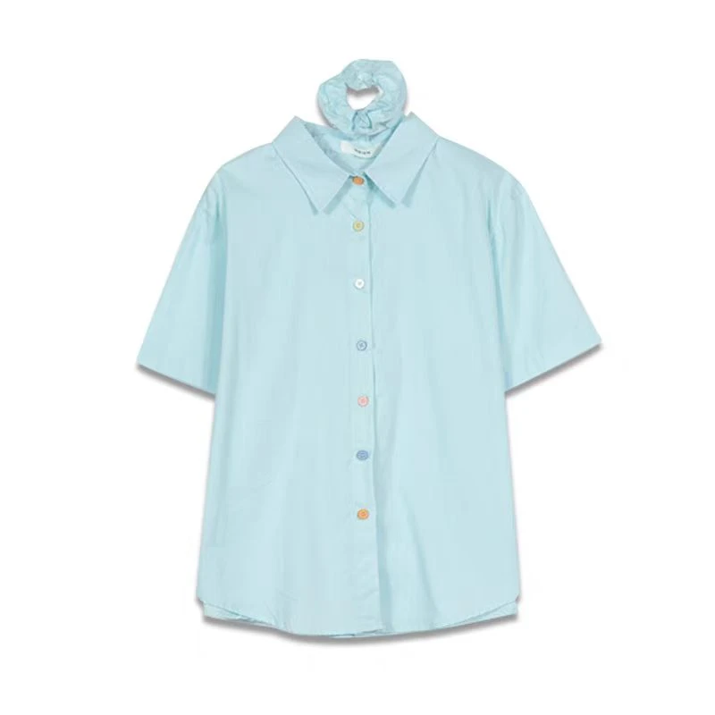 La Vague  彩色扣短袖衬衫(配头花)  LSS56015