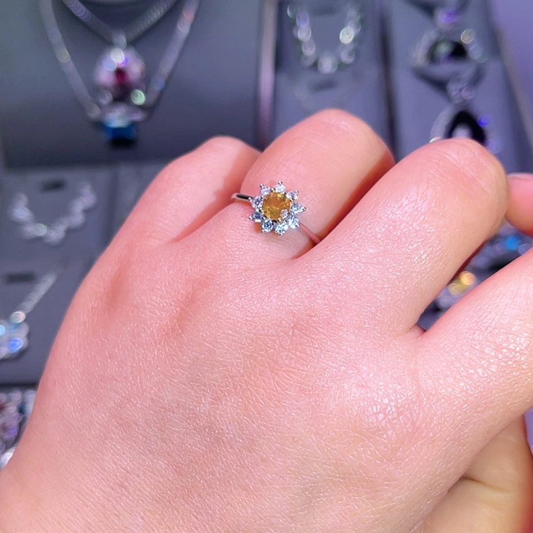 【闪购商品】黄晶戒指银S925镶嵌戒指