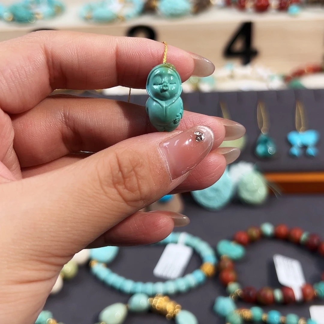 绿松石未镶嵌把件嘟嘟嘴配饰