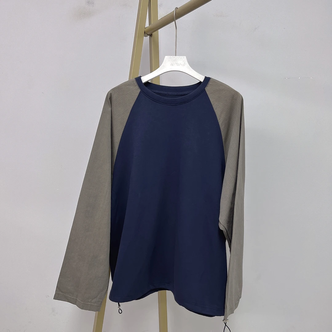558女装卫衣长袖百搭圆领拼接宽松打底衫