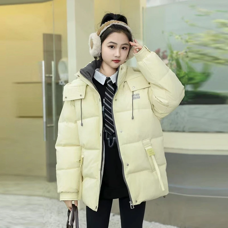 冬季新款女童连帽棉服潮流宽松儿童时尚外套中大童zb5036简约童品