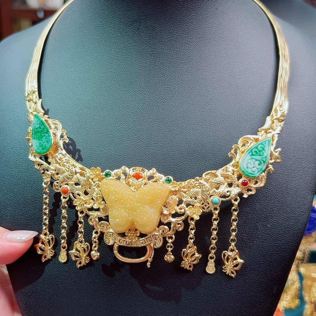 颈饰翡翠银S925镶嵌国风