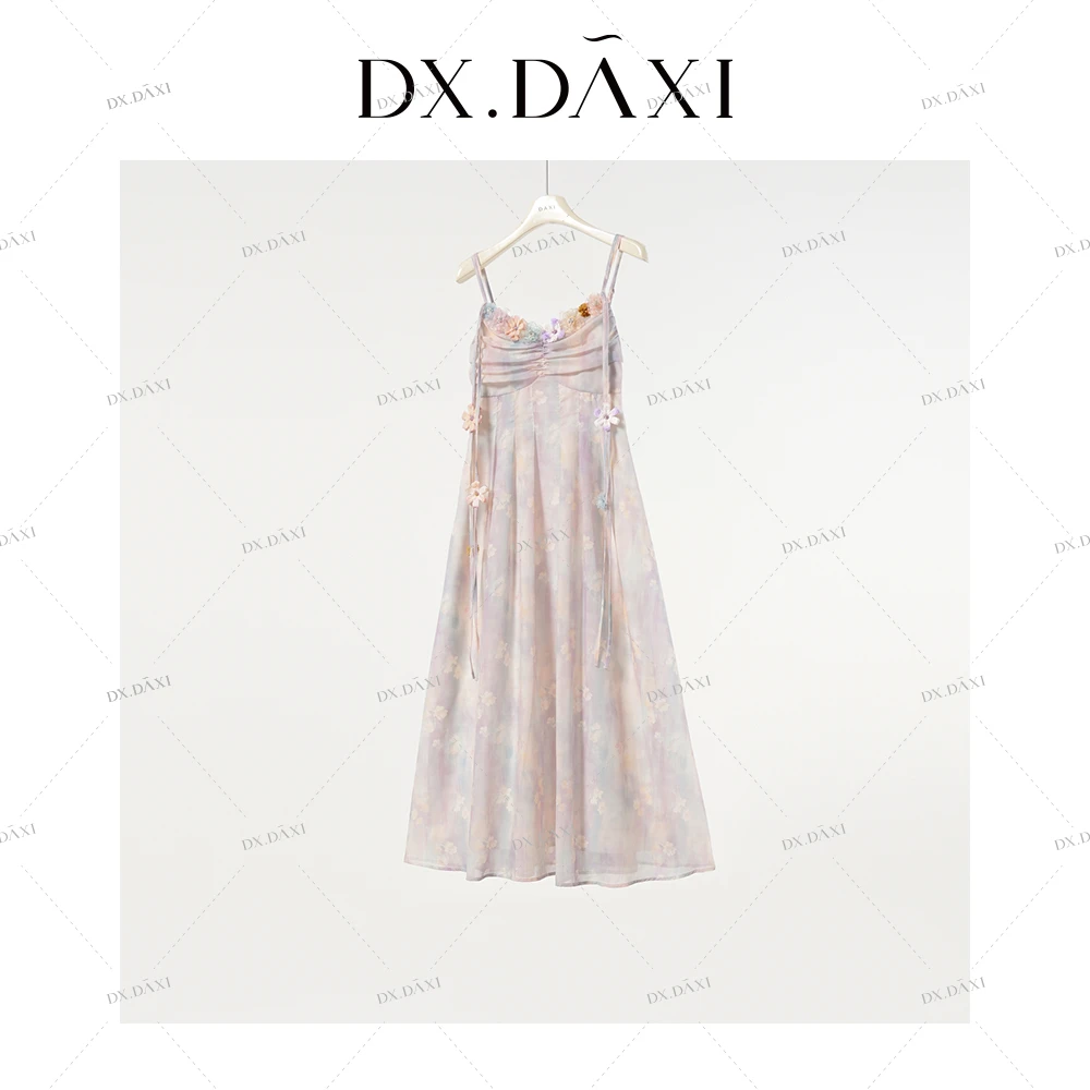 代大喜【莫奈花园】裙子女款爆款2025新款连衣裙百搭长裙法式吊带裙