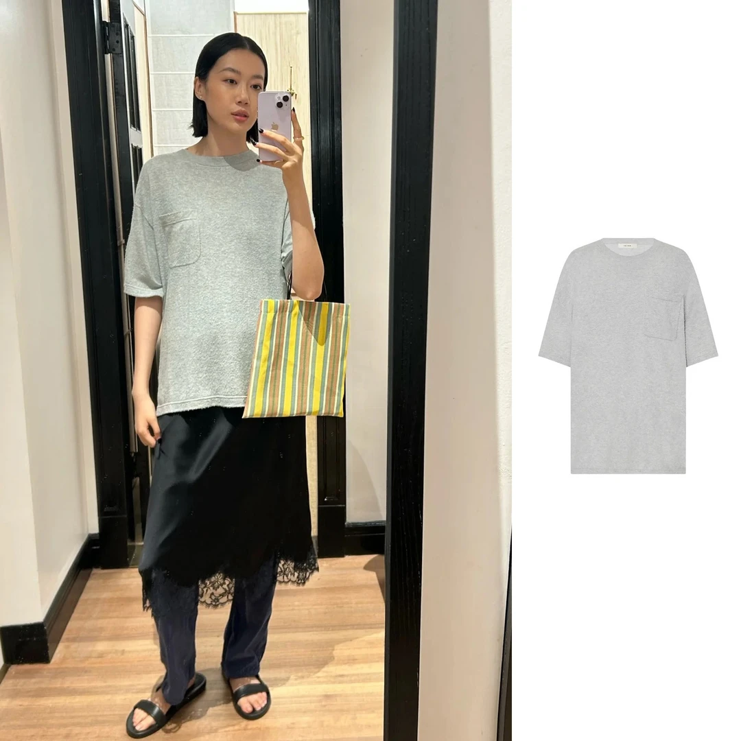 未使用 The Row 灰色磨毛宽松版口袋T恤KADDY 8943-Y916-GYM