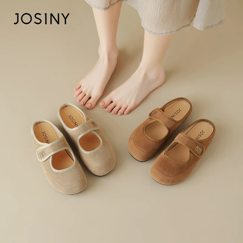 卓诗尼复古魔术贴包头半拖鞋女2025春季新款百搭简约小众勃肯拖鞋