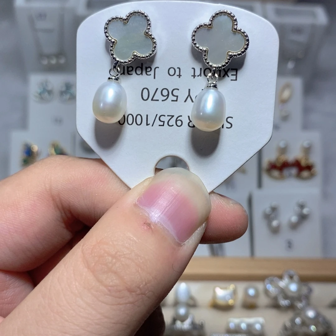 耳饰淡水珍珠银S925镶嵌