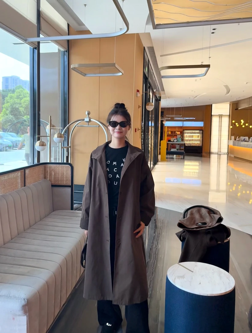 秋季 C 位王炸！立领格纹袖口风衣女 显瘦高级感中长款外套