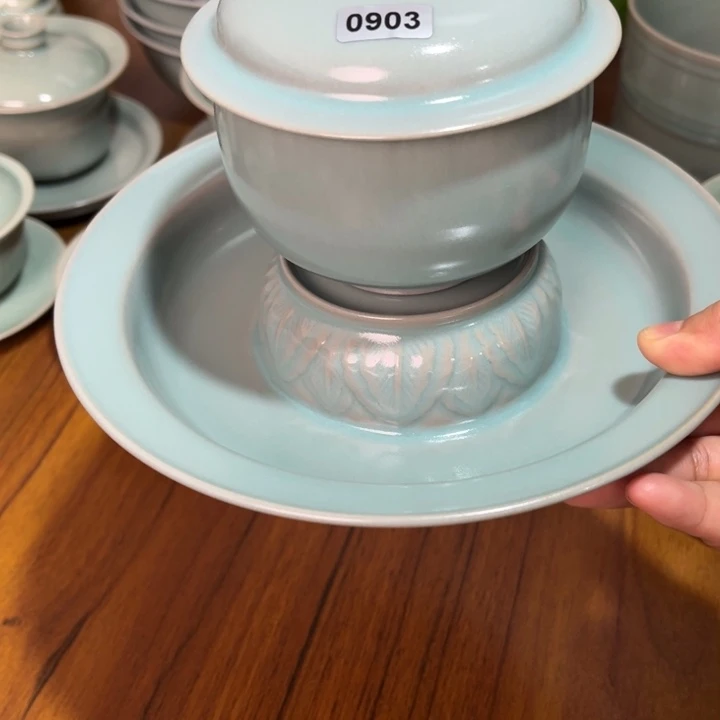 杯子0903传世器型茶盏，，青鸾汝瓷原矿釉