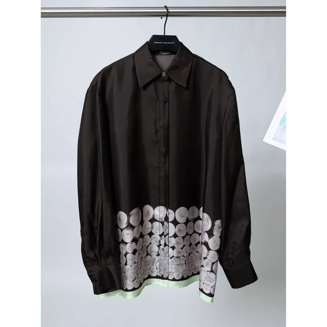 NO退NO换【FELOCCA】复古精致桑蚕丝渐变点点设计感衬衫衬衣CC2520