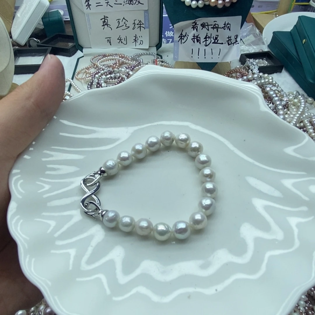 银S925镶嵌天然淡水珍珠无人工干预淡水珍珠8