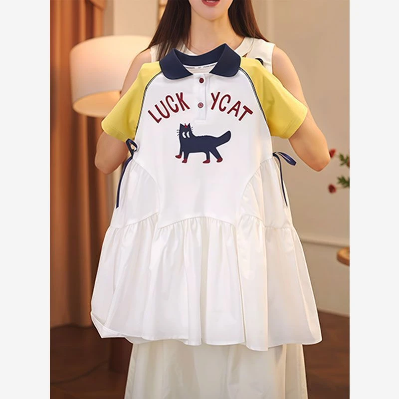 女童POLO裙连衣裙夏季2026新款儿童裙子女宝宝韩版拼接短袖公主裙