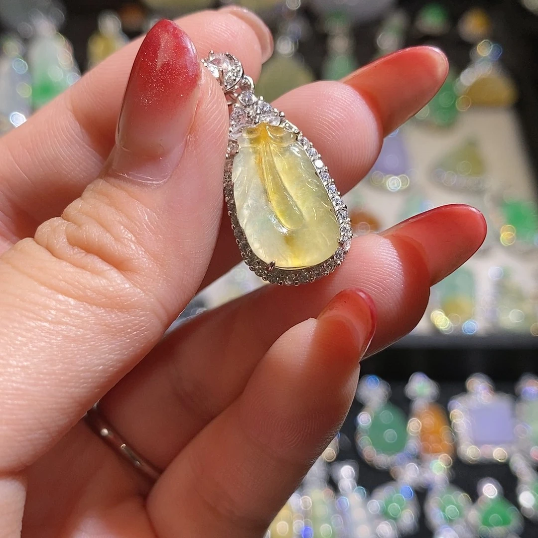 翡翠银S925镶嵌颈饰天然翡翠