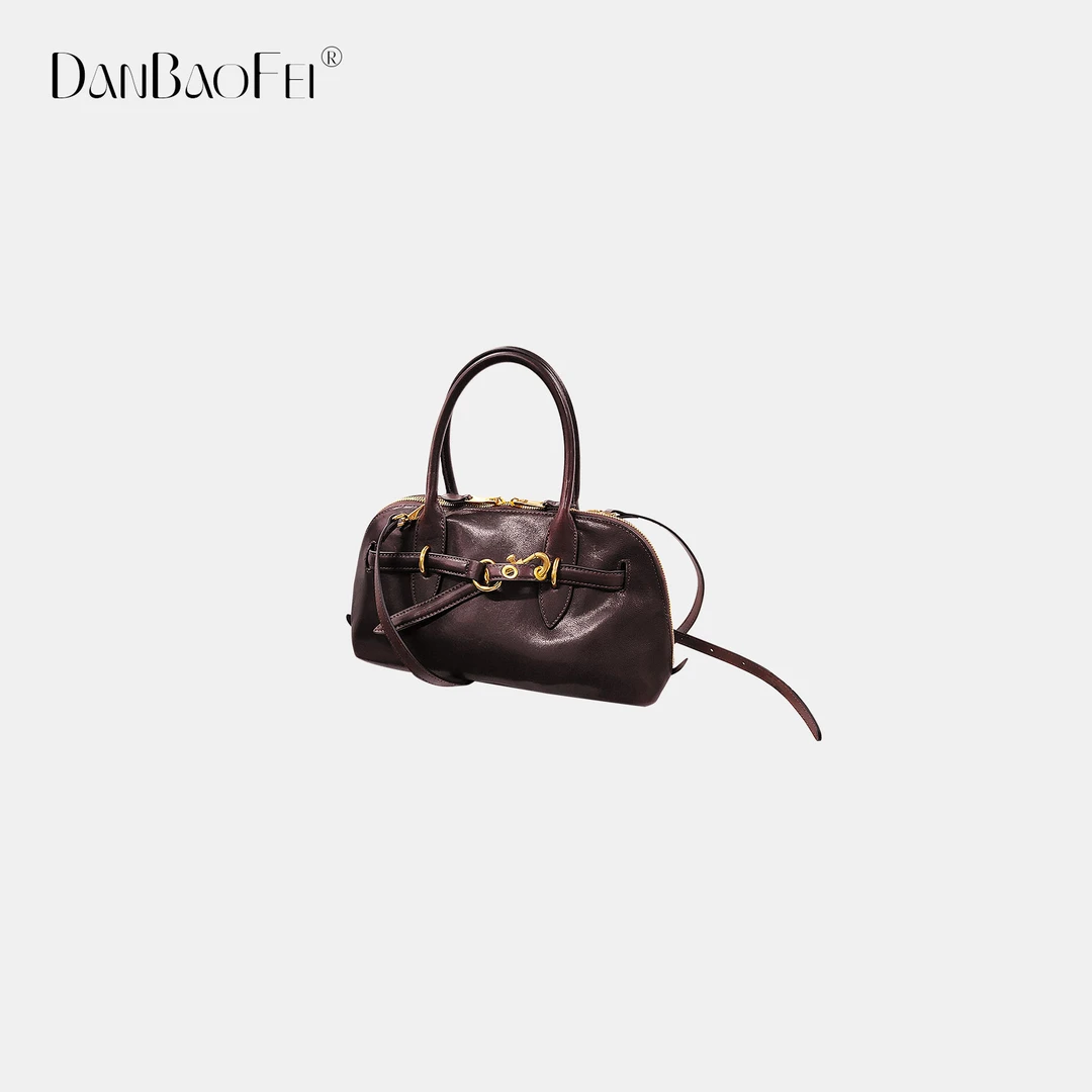 【kiki】预预 新款咖啡羊皮手提包YLM00505