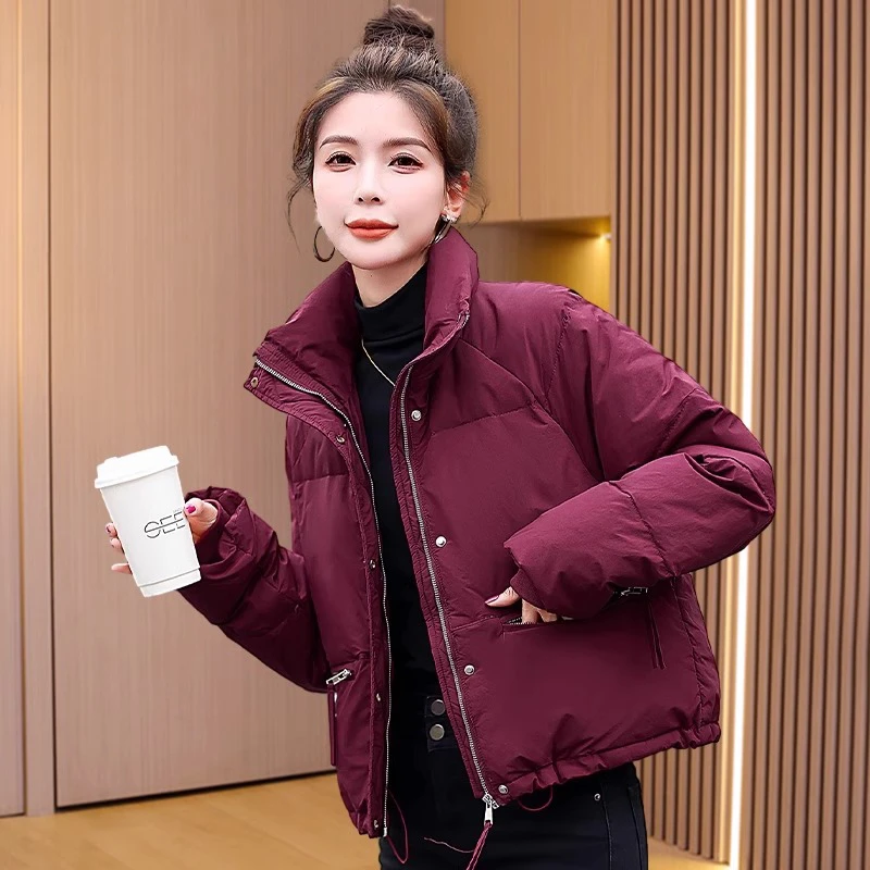 美式短款立领棉服外套女2025年冬季新款小个子加厚保暖面包服棉衣