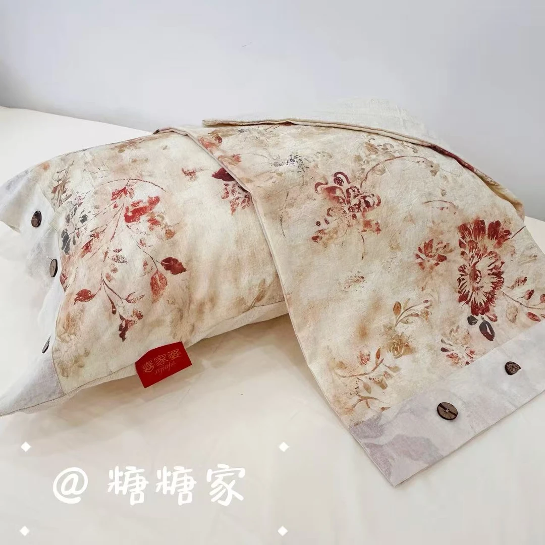 【扶摇】45*75复古风柔软舒适透气亚麻枕套