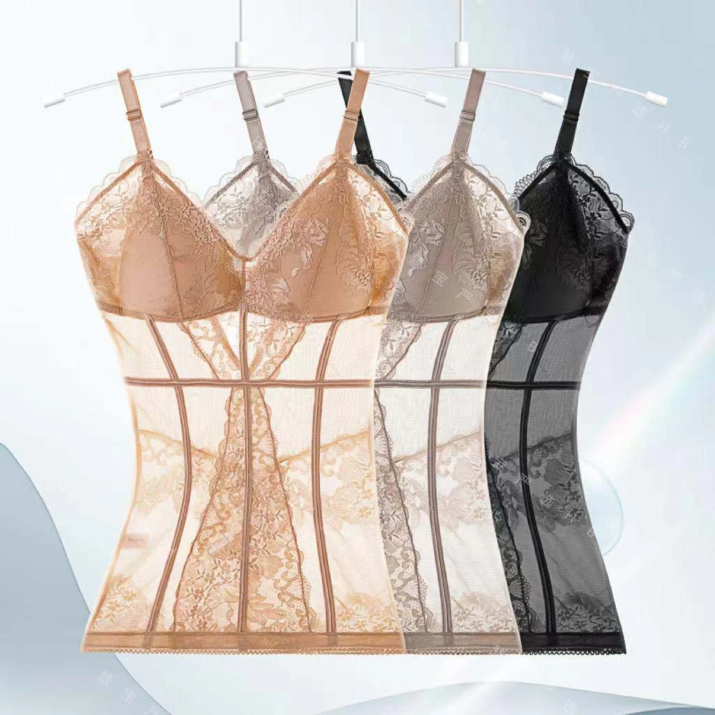 【性感午夜】新款免穿文胸一体式塑身衣带胸垫固定收腹背心女美背