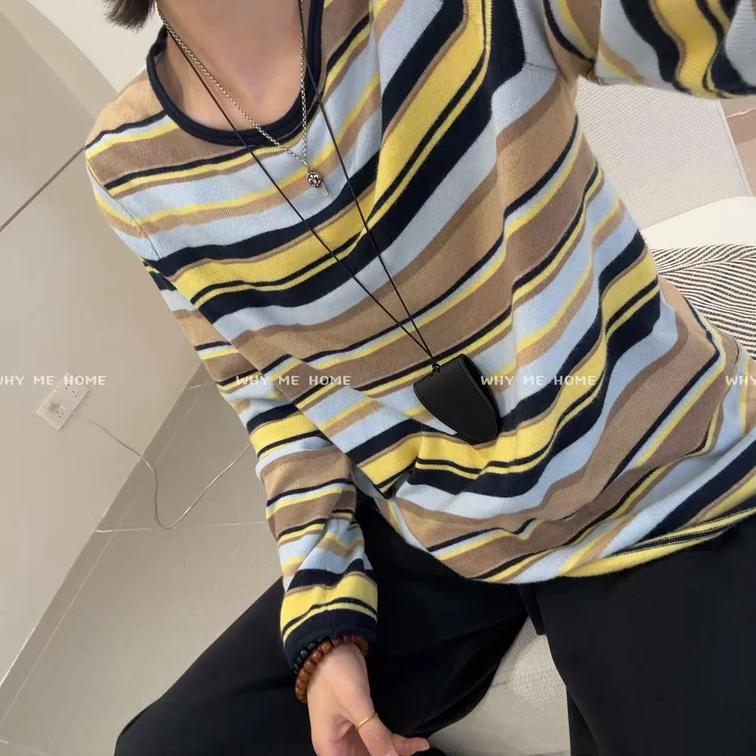 【松弛感卷边毛衣】韩版秋季圆领设计百搭慵懒针织衫258531