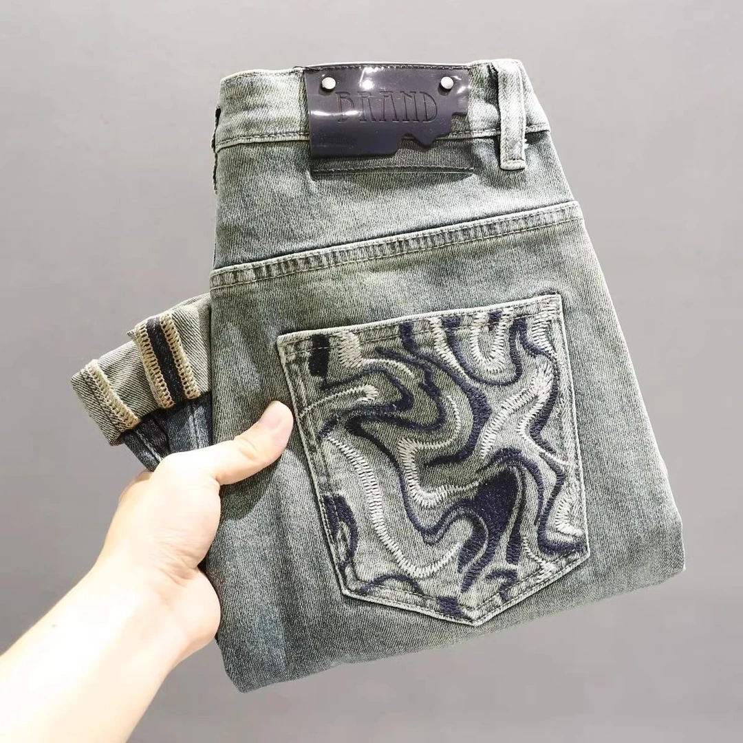 2025新款夏季高端牛仔裤男款时尚潮牌简约修身小脚直筒百搭长裤子