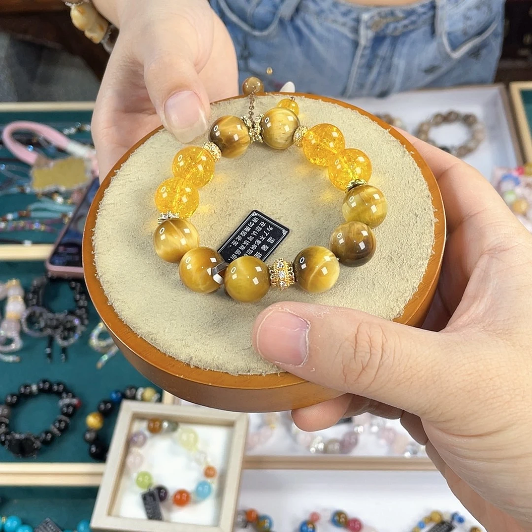 水晶手链银S925镀金镶嵌