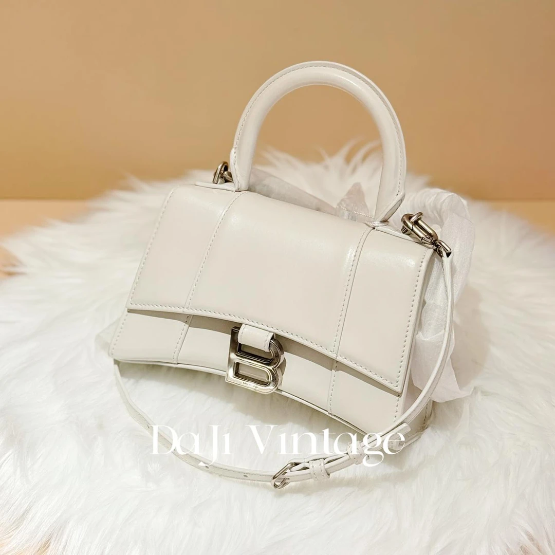 99新 Balenciaga/巴黎世家 大吉中古/巴黎世家白色光面银扣沙漏xs