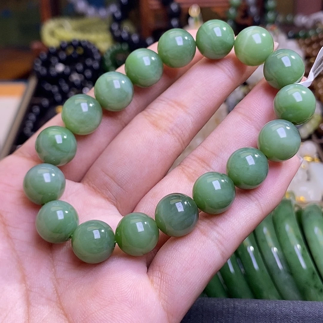 和田玉未镶嵌颈饰碧玉猫眼老矿料手串12mm