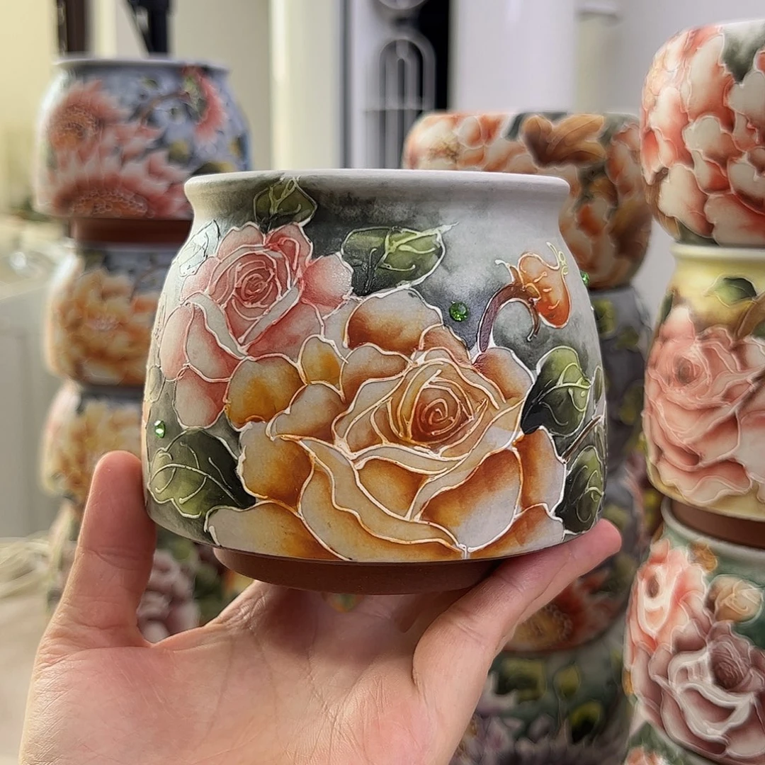 ****景德镇炫彩手绘景德镇陶瓷花盆