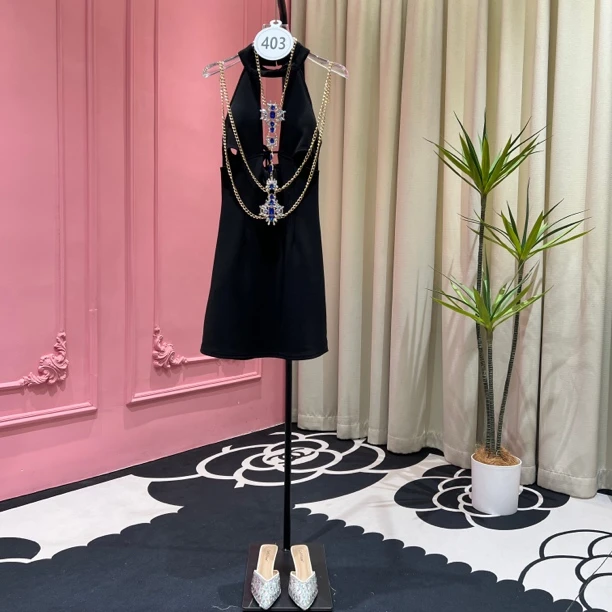 【欧一】403号 高定钻链收腰修身无袖性感纯欲风生日party连衣裙