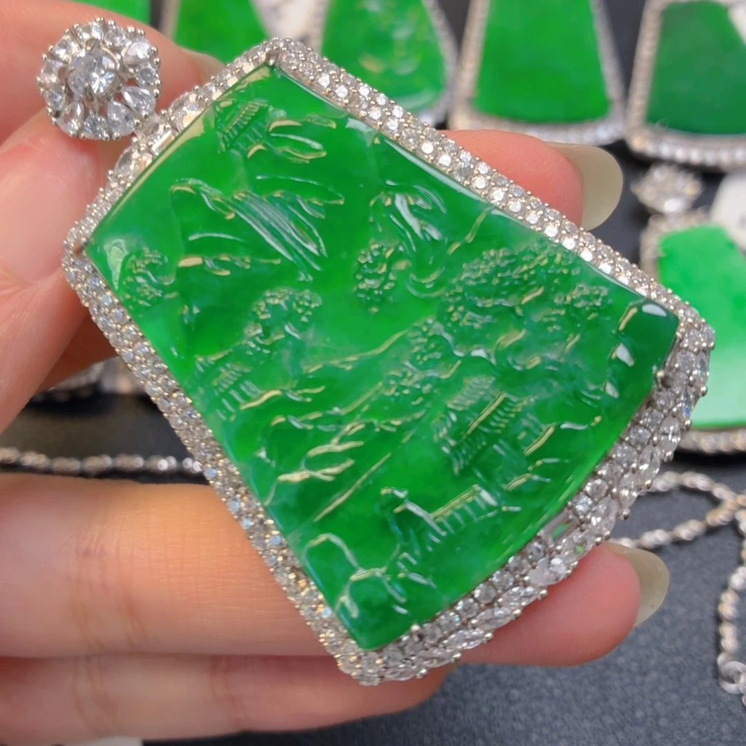 翡翠银S925镶嵌颈饰