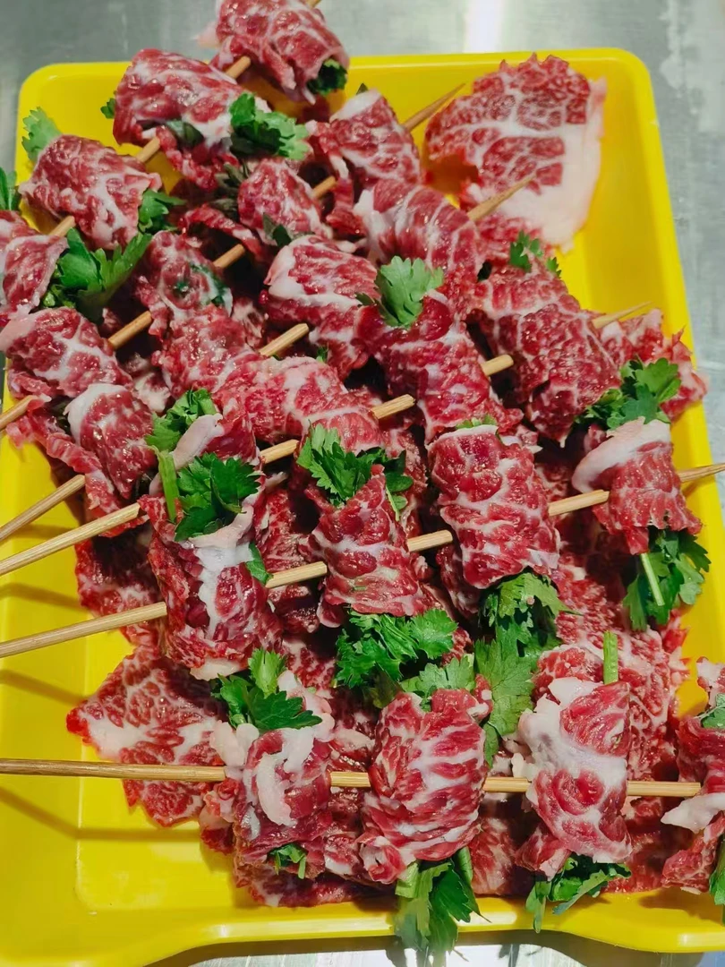 潮州味烧烤  香菜牛肉卷 单串 （沙茶酱）